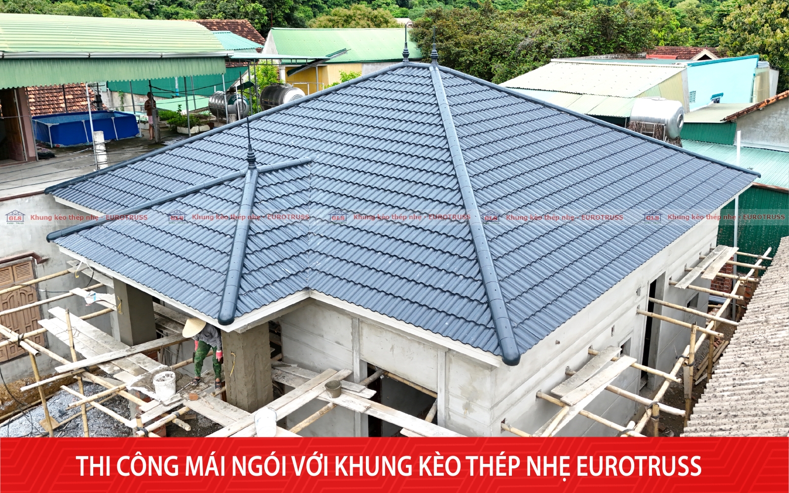 Công trình mái ngói hoàn thiện 180m² tại Ninh Bình